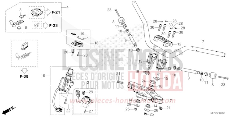LENKERROHR/OBERE GABELBRUECKE/SCHLUESSELHALTER von CB1000F "Big One" WOLF SILVER METALLIC (NHD19D) von 2026